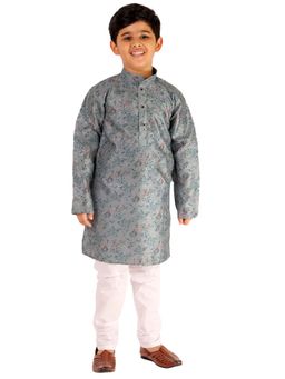Pro Ethic Style Developer - Boys Grey Silk Kurta Pyjama