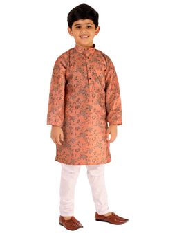 Pro Ethic Style Developer - Boys Peach Silk Kurta Pyjama