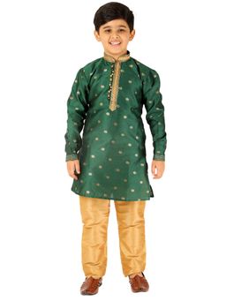 Pro Ethic Style Developer - Boys Green Silk Kurta Pyjama