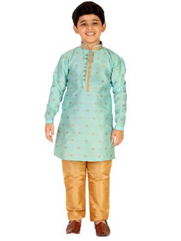 Pro Ethic Style Developer - Boys Green Silk Kurta Pyjama
