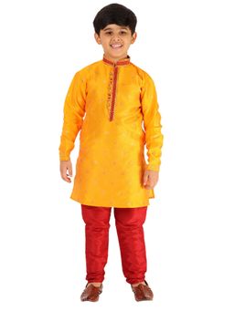 Pro Ethic Style Developer - Boys Yellow Silk Kurta Pyjama