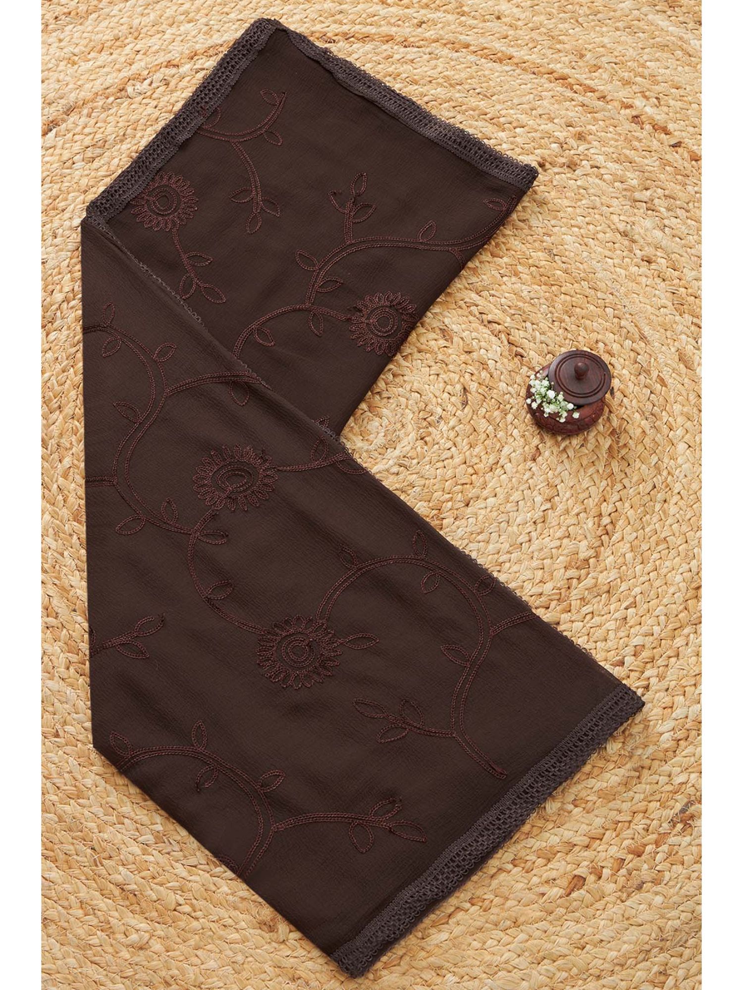 soch Women Brown Chiffon Embroidered Dupatta-picture-13