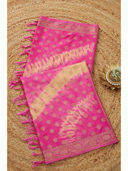 Soch - Women Pink Poly Silk Woven Dupatta