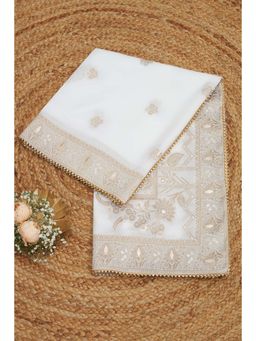 Soch - Women White Poly Silk Woven Dupatta