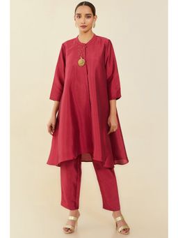 Soch - Women Maroon Polyester Solid Kurta (Set of 2)