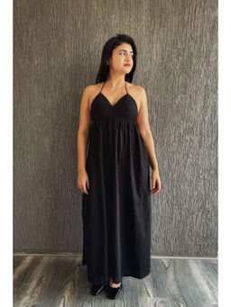 FancyPants - Black Delicacies Solid Backless Maxi Dress