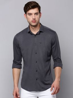 SHOWOFFFF - Mens Spread Collar Grey Solid Shirt