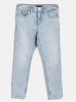 Tommy Hilfiger - Boys Light-Wash Slim Fit Mid Rise Jeans Blue