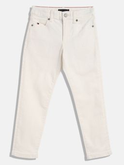 Tommy Hilfiger - Boys Cotton Slim Fit Mid Rise Jeans White