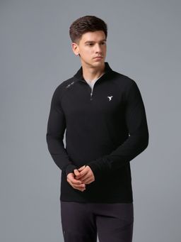 Technosport - Men Black Casual Black High Neck T-Shirt
