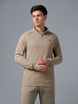 Technosport - Men Khaki Casual Khaki High Neck T-Shirt