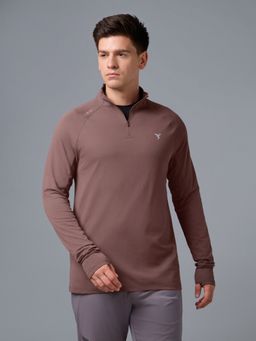 Technosport - Men Mauve Casual Mauve High Neck T-Shirt