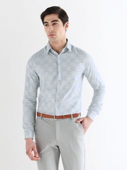 Subtract - Men Blue Slim Fit Pure Cotton Checked Formal Shirt
