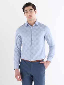 Subtract - Men Blue Slim Fit Pure Cotton Checked Formal Shirt