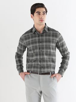Subtract - Men Green Comfort Fit Pure Cotton Checked Formal Shirt