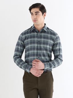 Subtract - Men Blue Comfort Fit Pure Cotton Checked Formal Shirt