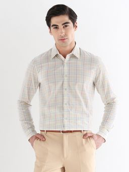 Subtract - Men Green Comfort Fit Pure Cotton Checked Formal Shirt