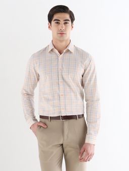 Subtract - Men Pink Comfort Fit Pure Cotton Checked Formal Shirt