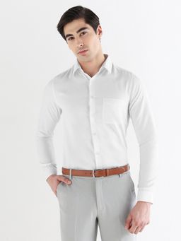 Subtract - Men White Slim Fit Cotton Rich Solid Formal Shirt