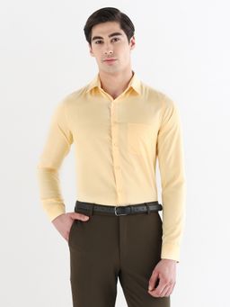 Subtract - Men Yellow Slim Fit Cotton Rich Solid Formal Shirt