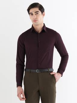 Subtract - Men Maroon Slim Fit Extra Soft Solid Formal Shirt