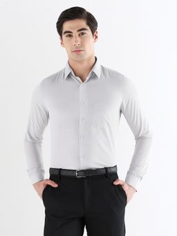 Subtract - Men Grey Slim Fit Extra Soft Solid Formal Shirt