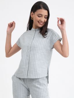 Pink Fort - Cotton Checked Shirt - Light Blue