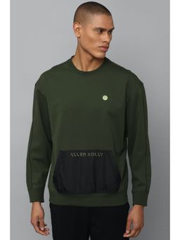 Allen Solly - Men Olive Crew Neck Full Sleeves Casual Sweatshirt