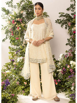 Alaya by Stage3 - Astoria Ivory Tonal Embroidered Dupatta