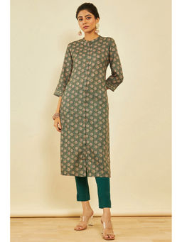 Soch - Womens Green Rayon Floral Kurta