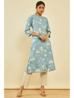 Soch - Womens Blue Rayon Floral Kurta