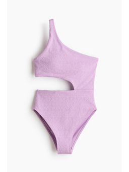 H&M - Women Purple Padded-Cup High Leg One-Shoulder Swimsuit