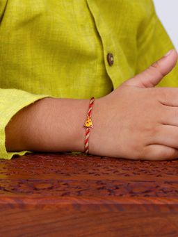 GIVA - 925 Silver Golden Pizza Rakhi with Roli Chawal for Kids