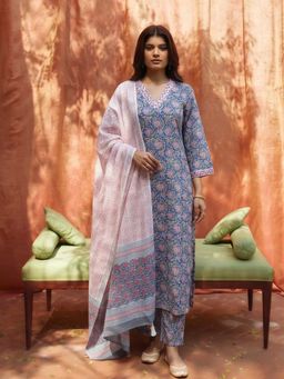 MAAND - Womens Pure Cotton Straight Kurta And Pant With Dupatta