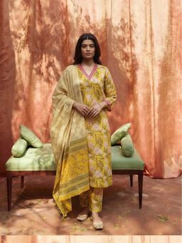 MAAND - Womens Pure Cotton Straight Kurta And Pant With Dupatta