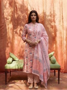 MAAND - Womens Cotton Blend Straight Kurta And Pant With Dupatta