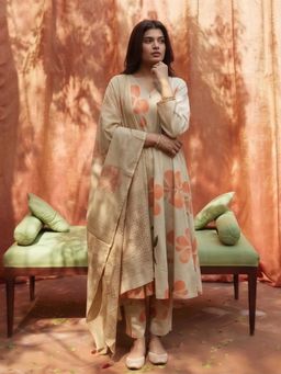 MAAND - Womens Pure Cotton Anarkali Kurta And Pant With Dupatta