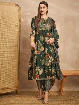 CHETI - Women Chanderi Silk High Slit Kurta and Pant with Dupatta