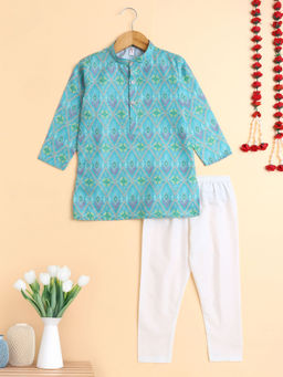 The Magic Wand - Green Printed Regular Kurta and Pyjama (Set of 2)