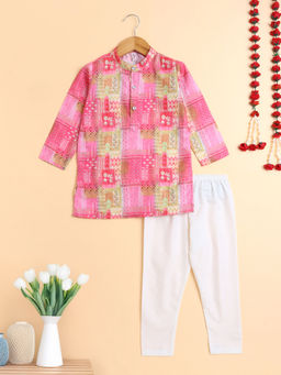 The Magic Wand - Pink Printed Regular Kurta and Pyjama (Set of 2)