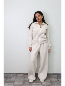 Obleka - Beige Oatmeal Cotton Zipper Co-Ord Set