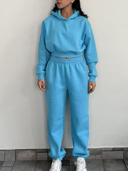 Obleka - Light Blue Cropped Cotton Co-Ord Set