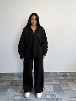 Obleka - Black Shacket Cotton Co-Ord Set