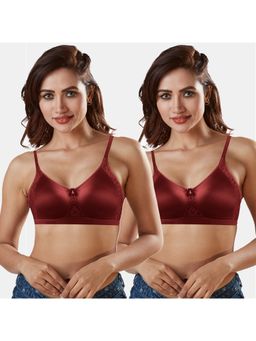 Sonari - Banana Womens Non Padded Moulded Fancy Bra - Maroon (Pack of 2)