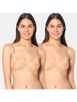 Sonari - Womens Padded T-Shirt Bra - Beige (Pack of 2)
