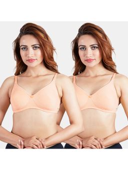 Sonari - Silver Womens Non-Padded T-Shirt Bra - Peach (Pack of 2)