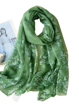 CrossKulture - Women Chiffon Printed Green Scarf