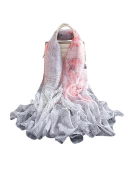 CrossKulture - Women Chiffon Printed White Scarf