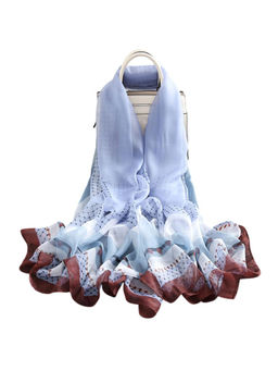 CrossKulture - Women Chiffon Printed Blue Scarf