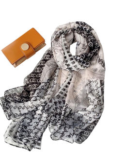 CrossKulture - Women Chiffon Printed Black Scarf